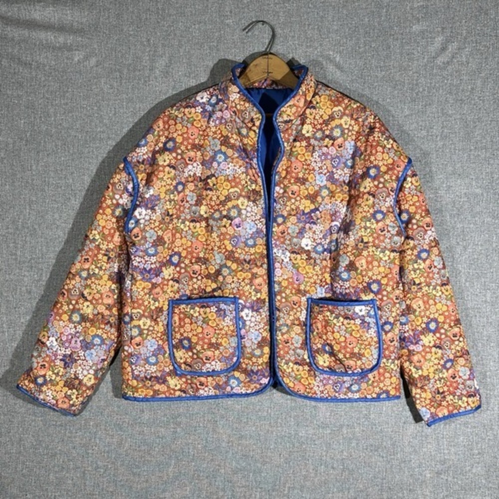 Cottagecore‎ Patchwork Quilted Jacket M Floral Quiltcore Shabby Chic